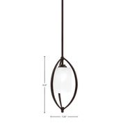 Toltec Marquise 7in 1-Light Mini Pendant | Modern Dark Granite and White Marble Glass | Kitchen Island & Dining Room | Model 2401-DG-541