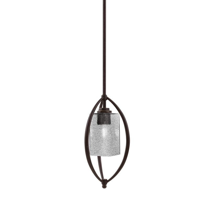 Toltec Marquise 7in 1-Light Mini Pendant | Modern Dark Granite and Smoke Bubble Glass | Kitchen Island & Dining Room | Model 2401-DG-542