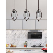 Toltec Marquise 7in 1-Light Mini Pendant | Modern Dark Granite and Smoke Bubble Glass | Kitchen Island & Dining Room | Model 2401-DG-542