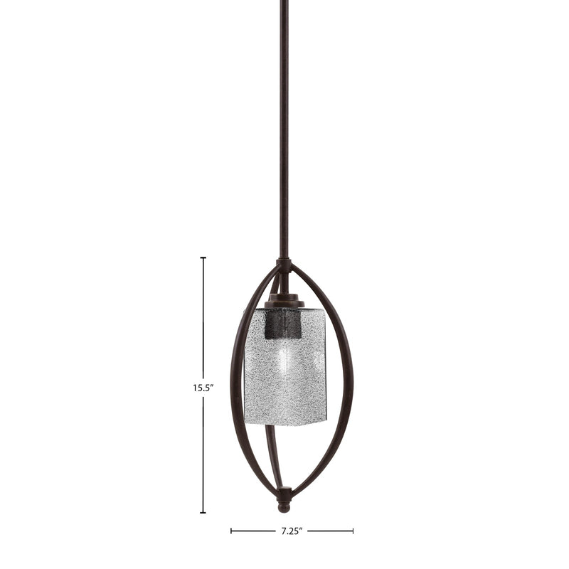 Toltec Marquise 7in 1-Light Mini Pendant | Modern Dark Granite and Smoke Bubble Glass | Kitchen Island & Dining Room | Model 2401-DG-542