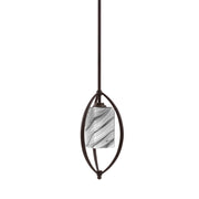 Toltec Marquise 7in 1-Light Mini Pendant | Modern Dark Granite and Onyx Swirl Glass | Kitchen Island & Dining Room | Model 2401-DG-549