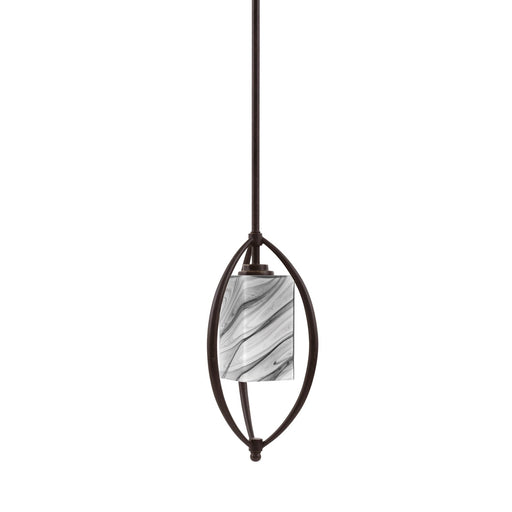 Toltec Marquise 7in 1-Light Mini Pendant | Modern Dark Granite and Onyx Swirl Glass | Kitchen Island & Dining Room | Model 2401-DG-549