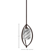 Toltec Marquise 7in 1-Light Mini Pendant | Modern Dark Granite and Onyx Swirl Glass | Kitchen Island & Dining Room | Model 2401-DG-549