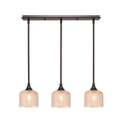Toltec Stem 26in 3-Light Linear Pendant | Industrial Dark Granite Steel and Amber Textured Glass | Kitchen Island & Dining Room | 26 x 6 x 7.25 in | Model 25-DG-4613