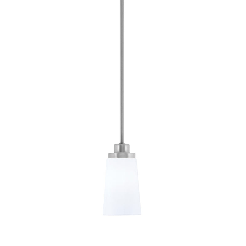 Toltec Odyssey 4in 1-Light Mini Pendant | Transitional Brushed Nickel and White Opal Glass | Kitchen Island & Dining Room | Model 2601-BN-261