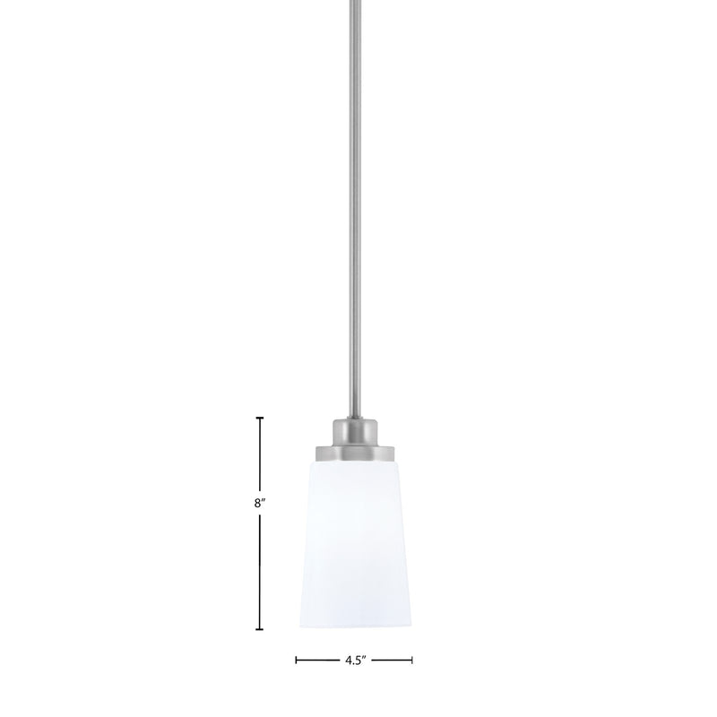Toltec Odyssey 4in 1-Light Mini Pendant | Transitional Brushed Nickel and White Opal Glass | Kitchen Island & Dining Room | Model 2601-BN-261