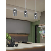 Toltec Odyssey 4in 1-Light Mini Pendant | Transitional Brushed Nickel and Smoke Bubble Glass | Kitchen Island & Dining Room | Model 2601-BN-262