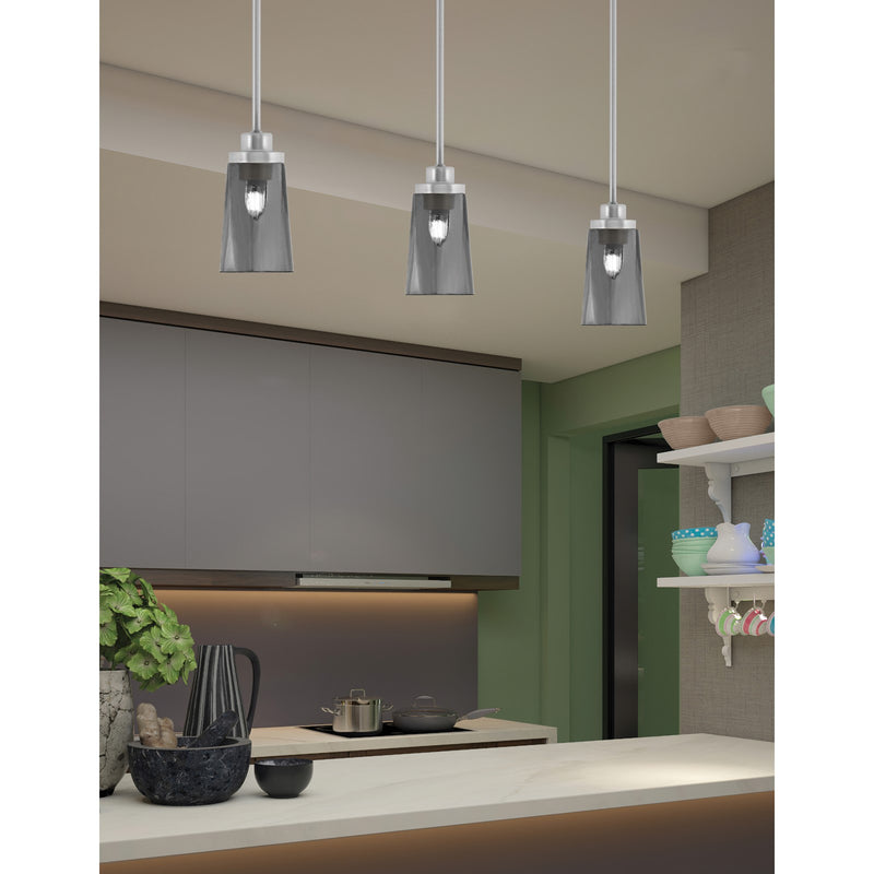 Toltec Odyssey 4in 1-Light Mini Pendant | Transitional Brushed Nickel and Smoke Bubble Glass | Kitchen Island & Dining Room | Model 2601-BN-262