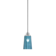 Toltec Odyssey 4.5in 1-Light Mini Pendant | Modern Brushed Nickel and Blue Gradient Glass | Kitchen Island & Dining Room | Model 2601-BN-265