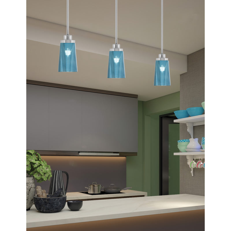Toltec Odyssey 4.5in 1-Light Mini Pendant | Modern Brushed Nickel and Blue Gradient Glass | Kitchen Island & Dining Room | Model 2601-BN-265