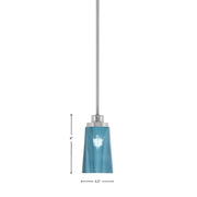 Toltec Odyssey 4.5in 1-Light Mini Pendant | Modern Brushed Nickel and Blue Gradient Glass | Kitchen Island & Dining Room | Model 2601-BN-265