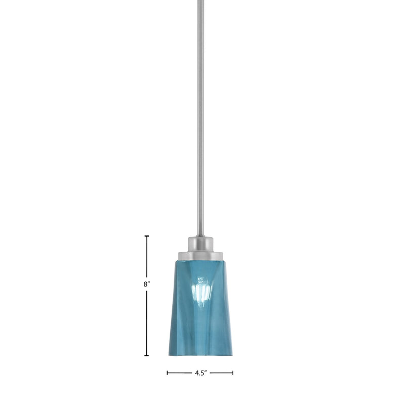 Toltec Odyssey 4.5in 1-Light Mini Pendant | Modern Brushed Nickel and Blue Gradient Glass | Kitchen Island & Dining Room | Model 2601-BN-265