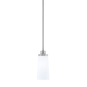 Toltec Odyssey 5in 1-Light Mini Pendant | Modern Brushed Nickel and White Opal Glass | Kitchen Island & Dining Room | Model 2601-BN-291