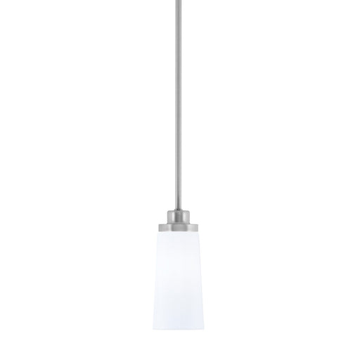 Toltec Odyssey 5in 1-Light Mini Pendant | Modern Brushed Nickel and White Opal Glass | Kitchen Island & Dining Room | Model 2601-BN-291