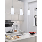 Toltec Odyssey 5in 1-Light Mini Pendant | Modern Brushed Nickel and White Opal Glass | Kitchen Island & Dining Room | Model 2601-BN-291