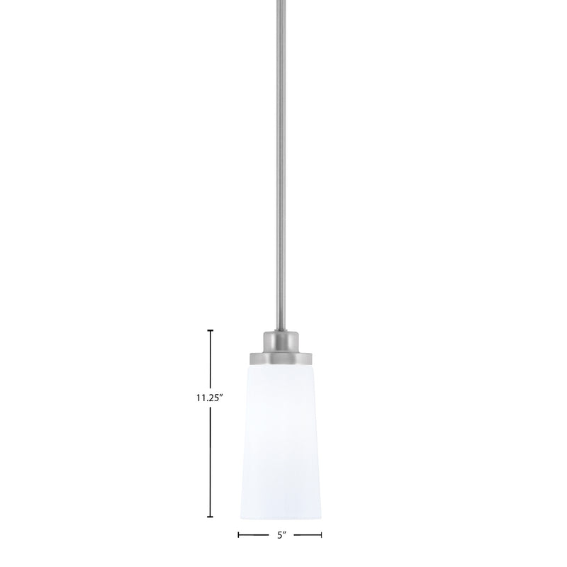 Toltec Odyssey 5in 1-Light Mini Pendant | Modern Brushed Nickel and White Opal Glass | Kitchen Island & Dining Room | Model 2601-BN-291