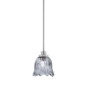 Toltec Odyssey 7in 1-Light Mini Pendant | Brushed Nickel and Smoke Lava Glass | Kitchen Island & Dining Room | 7 x 8 in | Model 2601-BN-4232