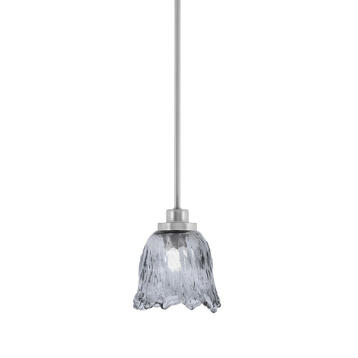 Toltec Odyssey 7in 1-Light Mini Pendant | Brushed Nickel and Smoke Lava Glass | Kitchen Island & Dining Room | 7 x 8 in | Model 2601-BN-4232