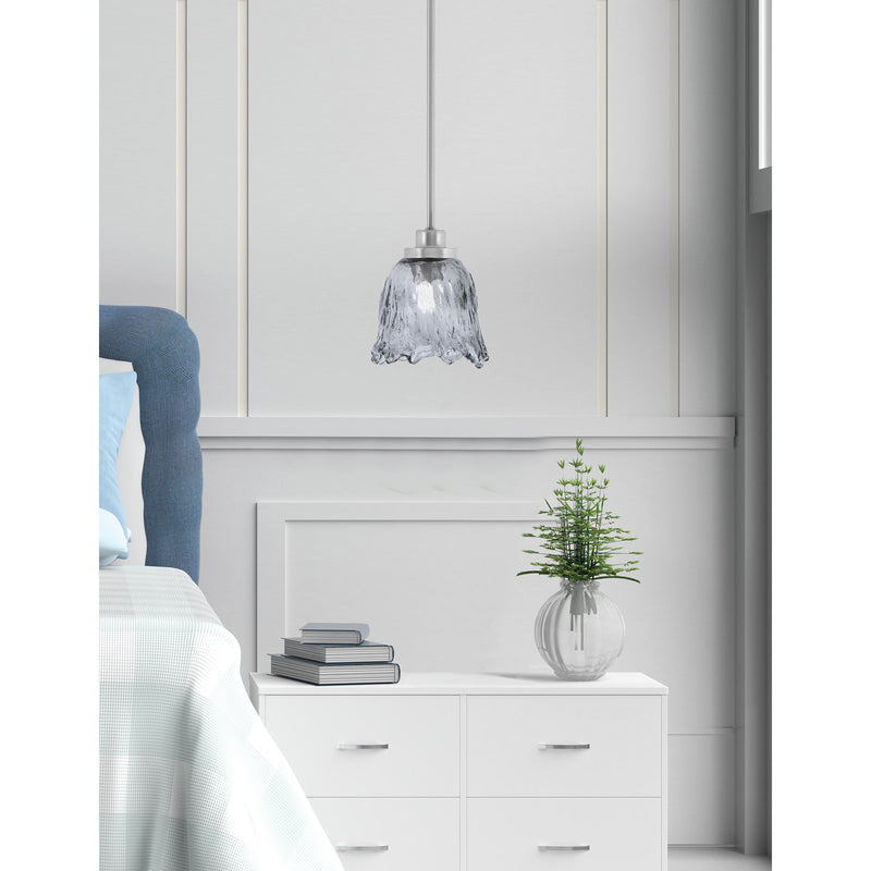 Toltec Odyssey 7in 1-Light Mini Pendant | Brushed Nickel and Smoke Lava Glass | Kitchen Island & Dining Room | 7 x 8 in | Model 2601-BN-4232