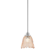 Toltec Odyssey 7in 1-Light Mini Pendant | Brushed Nickel and Amber Lava Glass | Kitchen Island & Dining Room | 7 x 8 in | Model 2601-BN-4233