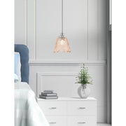 Toltec Odyssey 7in 1-Light Mini Pendant | Brushed Nickel and Amber Lava Glass | Kitchen Island & Dining Room | 7 x 8 in | Model 2601-BN-4233