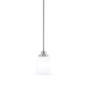 Toltec Odyssey 5in 1-Light Mini Pendant | Brushed Nickel and White Opal Glass | Kitchen Island & Dining Room | 5 x 7 in | Model 2601-BN-5031