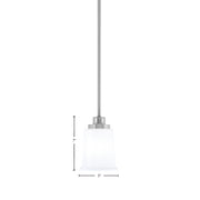 Toltec Odyssey 5in 1-Light Mini Pendant | Brushed Nickel and White Opal Glass | Kitchen Island & Dining Room | 5 x 7 in | Model 2601-BN-5031
