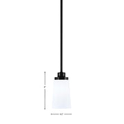 Toltec Odyssey 4.5in 1-Light Mini Pendant | Modern Matte Black and White Opal Glass | Kitchen Island & Dining Room | Model 2601-MB-261