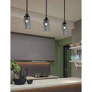 Toltec Odyssey 4.5in 1-Light Mini Pendant | Modern Matte Black and Smoke Bubble Glass | Kitchen Island & Dining Room | Model 2601-MB-262
