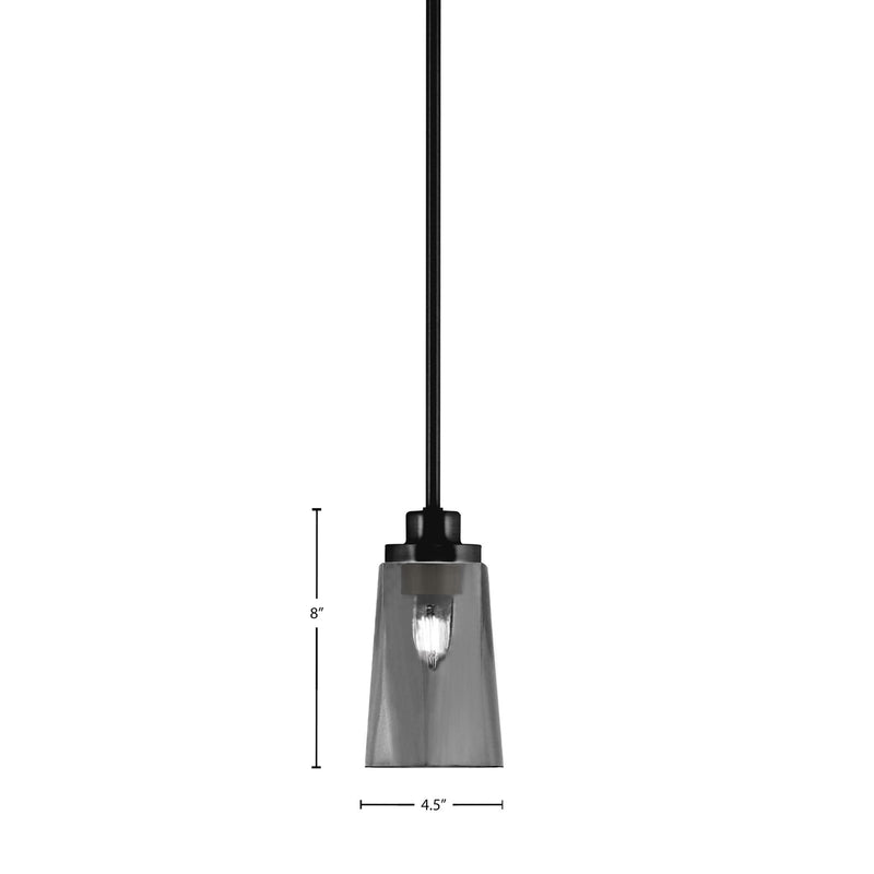 Toltec Odyssey 4.5in 1-Light Mini Pendant | Modern Matte Black and Smoke Bubble Glass | Kitchen Island & Dining Room | Model 2601-MB-262