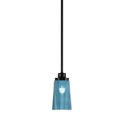 Toltec Odyssey 4.5in 1-Light Mini Pendant | Modern Matte Black and Blue Gradient Glass | Kitchen Island & Dining Room | Model 2601-MB-265