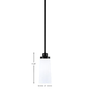 Toltec Odyssey 5in 1-Light Mini Pendant | Modern Matte Black and White Opal Glass | Kitchen Island & Dining Room | 5 x 11.25 in | Model 2601-MB-291