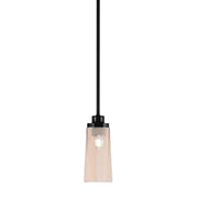 Toltec Odyssey 5in 1-Light Mini Pendant | Modern Matte Black and Amber Gradient Glass | Kitchen Island & Dining Room | Model 2601-MB-293