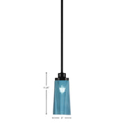 Toltec Odyssey 5in 1-Light Mini Pendant | Modern Matte Black and Blue Gradient Glass | Kitchen Island & Dining Room | 5 x 11.25 in | Model 2601-MB-295