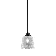 Toltec Odyssey 7in 1-Light Mini Pendant | Modern Matte Black and Clear Lava Glass | Kitchen Island & Dining Room | 7 x 8 in | Model 2601-MB-4230