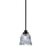 Toltec Odyssey 7in 1-Light Mini Pendant | Contemporary Matte Black and Smoke Lava Glass | Kitchen Island & Dining Room | 7 x 8 in | Model 2601-MB-4232