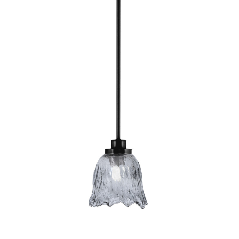 Toltec Odyssey 7in 1-Light Mini Pendant | Contemporary Matte Black and Smoke Lava Glass | Kitchen Island & Dining Room | 7 x 8 in | Model 2601-MB-4232