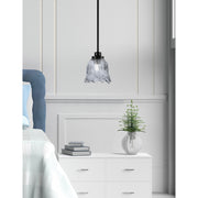 Toltec Odyssey 7in 1-Light Mini Pendant | Contemporary Matte Black and Smoke Lava Glass | Kitchen Island & Dining Room | 7 x 8 in | Model 2601-MB-4232