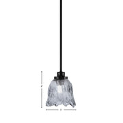 Toltec Odyssey 7in 1-Light Mini Pendant | Contemporary Matte Black and Smoke Lava Glass | Kitchen Island & Dining Room | 7 x 8 in | Model 2601-MB-4232