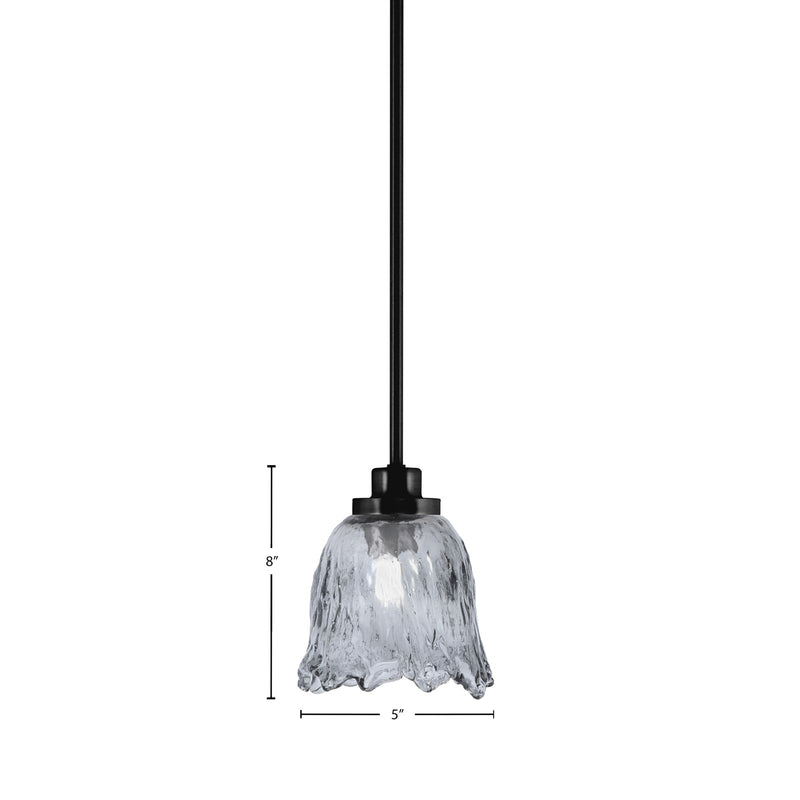 Toltec Odyssey 7in 1-Light Mini Pendant | Contemporary Matte Black and Smoke Lava Glass | Kitchen Island & Dining Room | 7 x 8 in | Model 2601-MB-4232
