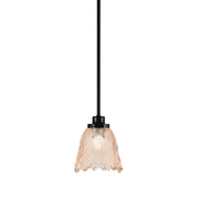 Toltec Odyssey 7in 1-Light Mini Pendant | Contemporary Matte Black and Amber Lava Glass | Kitchen Island & Dining Room | 7 x 8 in | Model 2601-MB-4233