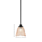Toltec Odyssey 7in 1-Light Mini Pendant | Contemporary Matte Black and Amber Lava Glass | Kitchen Island & Dining Room | 7 x 8 in | Model 2601-MB-4233