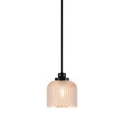Toltec Odyssey 6in 1-Light Mini Pendant | Modern Matte Black Steel and Amber Textured Glass | Kitchen Island & Bar Accent | 6 x 6.75 in | Model 2601-MB-4613