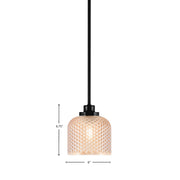 Toltec Odyssey 6in 1-Light Mini Pendant | Modern Matte Black Steel and Amber Textured Glass | Kitchen Island & Bar Accent | 6 x 6.75 in | Model 2601-MB-4613