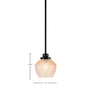 Toltec Odyssey 6in 1-Light Mini Pendant | Industrial Matte Black Steel and Amber Textured Glass | Kitchen Island & Dining Room | 6 x 6.75 in | Model 2601-MB-4623