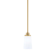 Toltec Odyssey 4.5in 1-Light Mini Pendant | Modern New Age Brass and White Opal Glass | Kitchen Island & Dining Room | 4.5 x 8 in | Model 2601-NAB-261