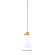 Toltec Odyssey 4.5in 1-Light Mini Pendant | Modern New Age Brass and White Opal Glass | Kitchen Island & Dining Room | 4.5 x 8 in | Model 2601-NAB-261