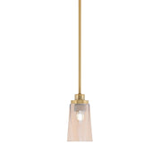 Toltec Odyssey 4.5in 1-Light Mini Pendant | New Age Brass and Amber Gradient Glass | Kitchen Island & Dining Room | 4.5 x 8 in | Model 2601-NAB-263
