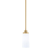 Toltec Odyssey 5in 1-Light Mini Pendant | New Age Brass and White Opal Glass | Kitchen Island & Dining Room | 5 x 11.25 in | Model 2601-NAB-291