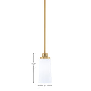 Toltec Odyssey 5in 1-Light Mini Pendant | New Age Brass and White Opal Glass | Kitchen Island & Dining Room | 5 x 11.25 in | Model 2601-NAB-291